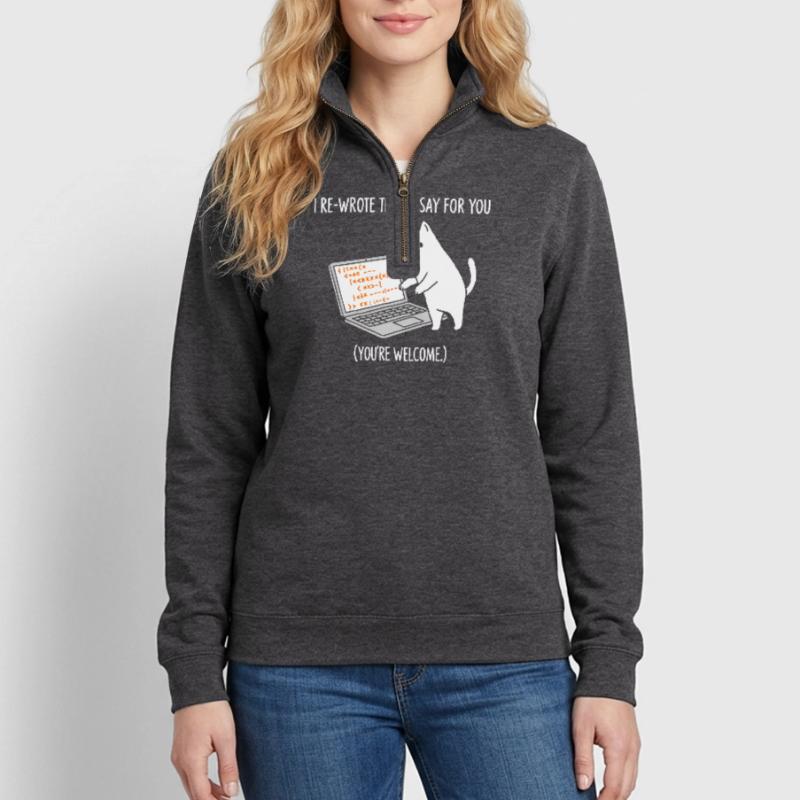 Code cat explains tasks Quarter-Zip Sweatshirt