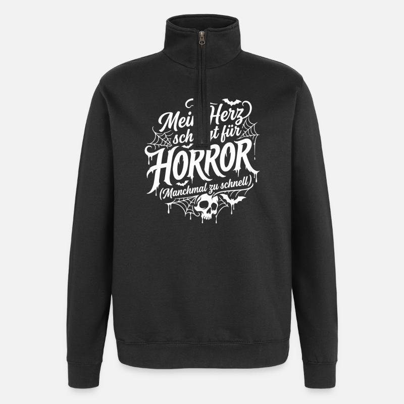 Il mio cuore batte per l'orrore dicendo - Felpa con zip 1/4 - nero