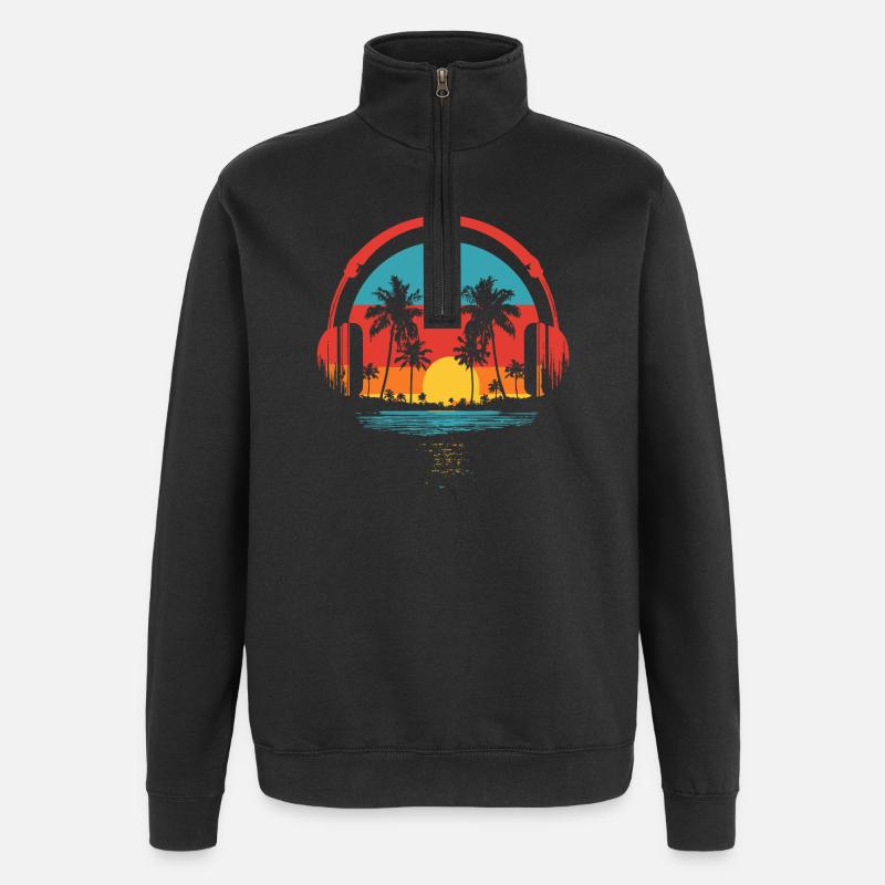 Strand Sommer Palme - Quarter-Zip-Sweatshirt - Schwarz