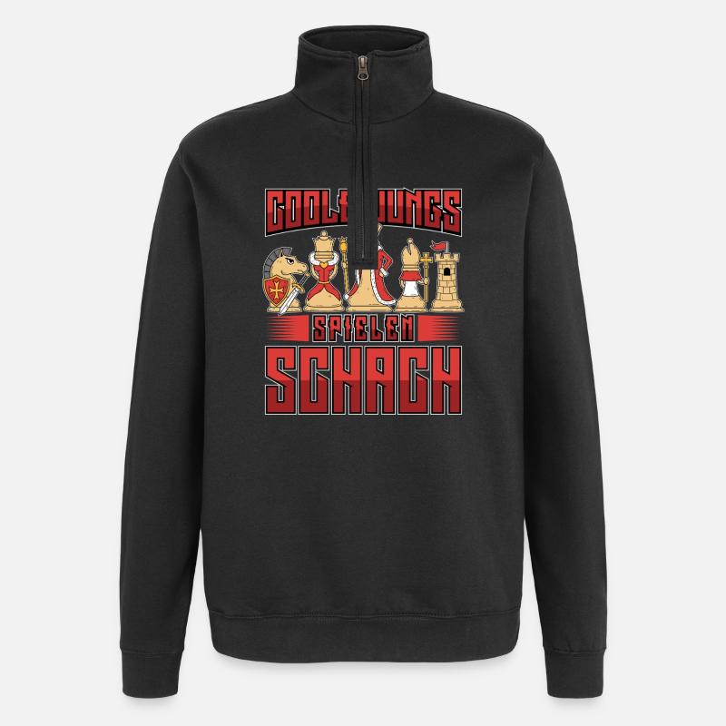 Cool guys playing chess - Quarter-Zip Sweatshirt - black