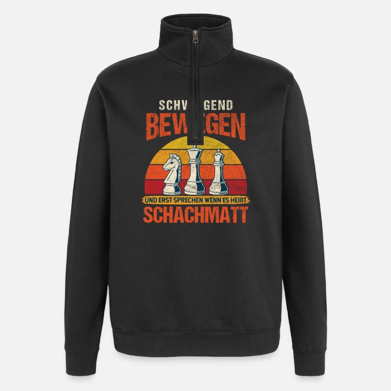 Sprechen bei Schachmatt / Lustiger Schach Spruch - Quarter-Zip-Sweatshirt - Schwarz