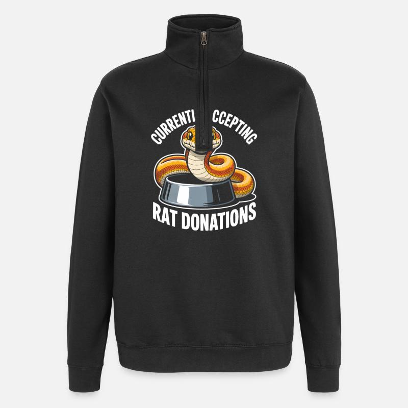 Rattenspenden gesucht | Königspython Humor - Quarter-Zip-Sweatshirt - Schwarz