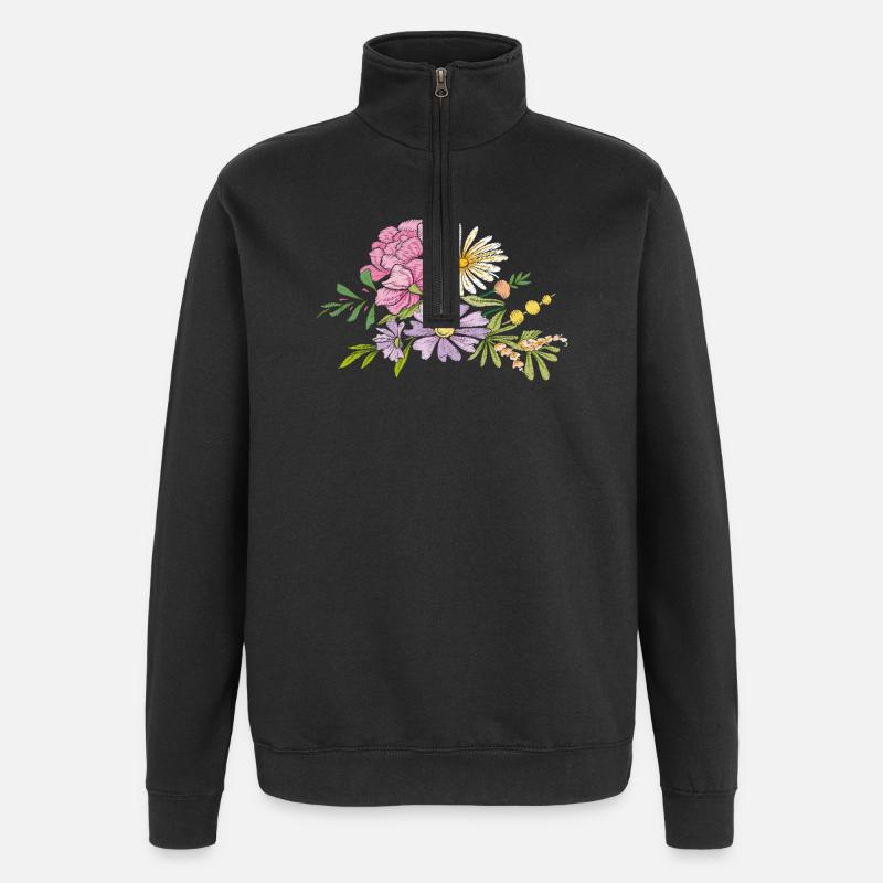 Bouquet de fleurs - Sweat à zip 1/4 - noir