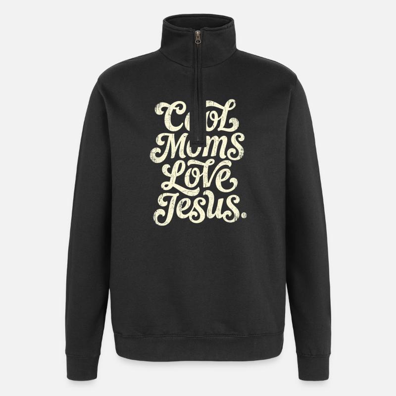 Vintage manuskript: Seje mødre elsker Jesus - Sweatshirt med 1/4 lynlås - sort
