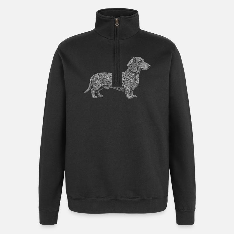 Dackel - Quarter-Zip-Sweatshirt - Schwarz