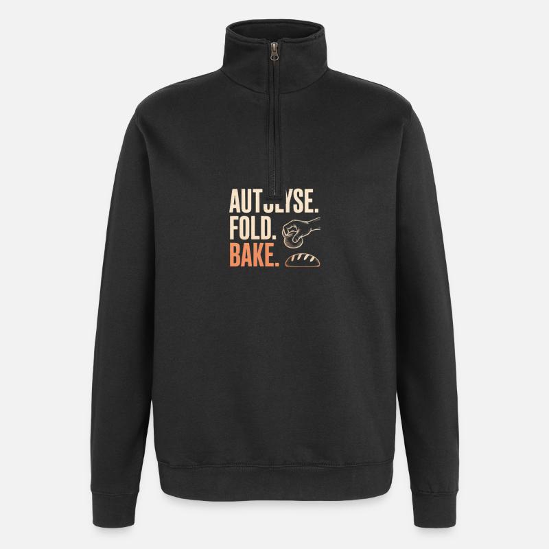 Autolyse Fold Backe Bread Kunst - Quarter-Zip-Sweatshirt - Schwarz