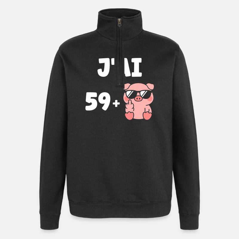 60 Jahre - Quarter-Zip-Sweatshirt - Schwarz