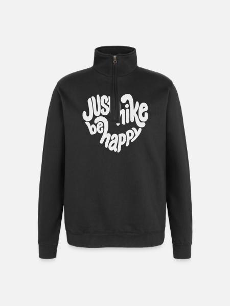 Just Hike Be Happy Lettering - Quarter-Zip Sweatshirt - black