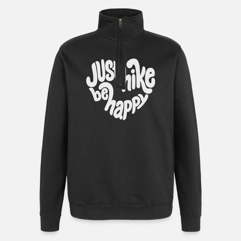Lettrage Just Hike Be Happy - Sweat à zip 1/4 - noir