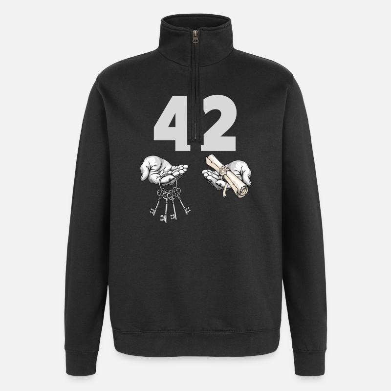 Quarante-deux clés et rouleau - Sweat à zip 1/4 - noir