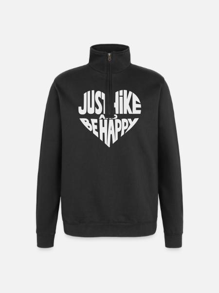 Juste randonner et être heureux design - Sweat à zip 1/4 - noir