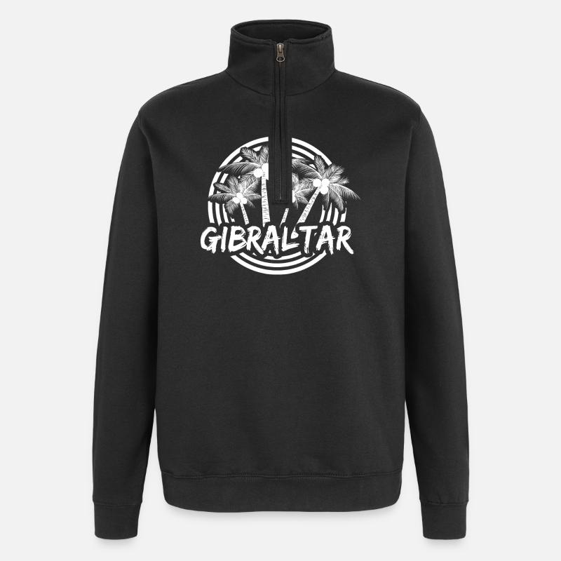 Gibraltar Palm Circle Logo - Quarter-Zip Sweatshirt - black