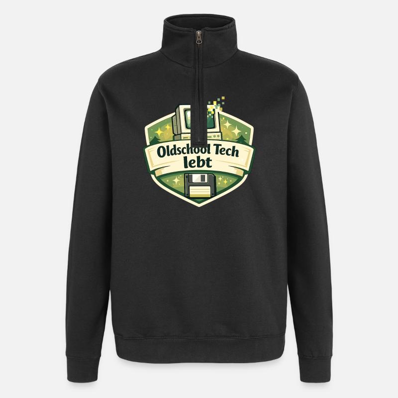 Oldschool Tech lebt - Quarter-Zip-Sweatshirt - Schwarz