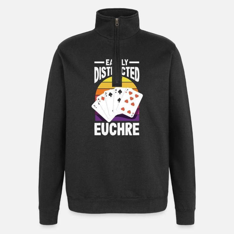 Facilement distrait par l’Euchre - Sweat à zip 1/4 - noir