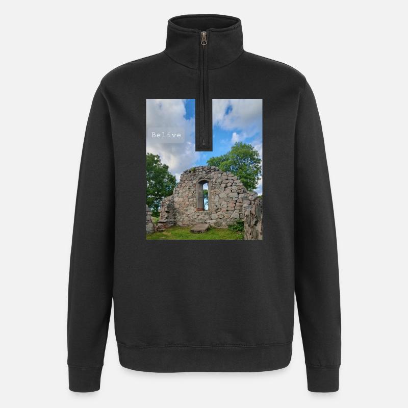 Crois-moi - Sweat à zip 1/4 - noir