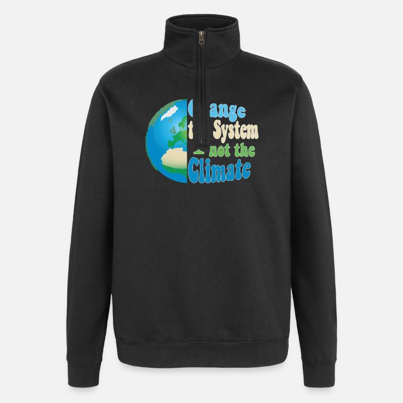 Changer le système, pas le climat - Sweat à zip 1/4 - noir