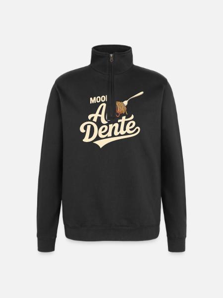Al Dente Mood | Pasta-ordsprog - Sweatshirt med 1/4 lynlås - sort