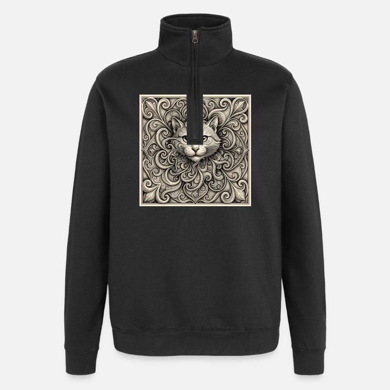 Âme Spirale de Chat - Sweat à zip 1/4 - noir