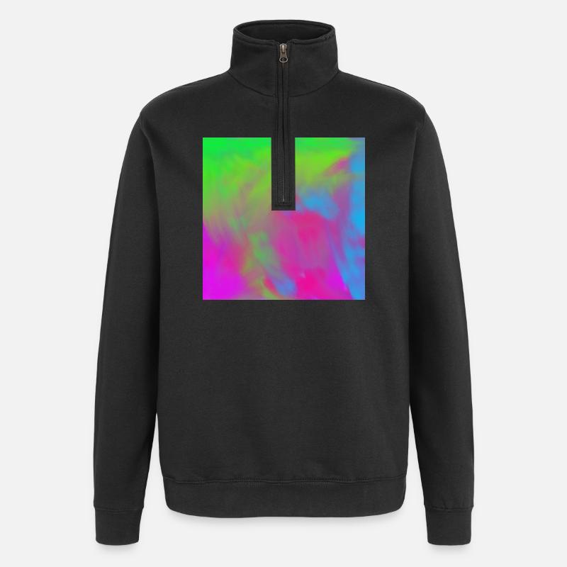 Vivid Neon Tie-Dye Gradient Burst - Quarter-Zip Sweatshirt - black