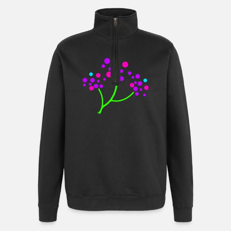 Branche Fleurs de Néon - Sweat à zip 1/4 - noir