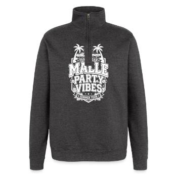 Malle Party Vibes Mallorca Saying - Quarter-Zip Sweatshirt - charcoal grey - Front - AI Model Female 172 light (172cm) & AI Model Male 178 dark (178cm)
