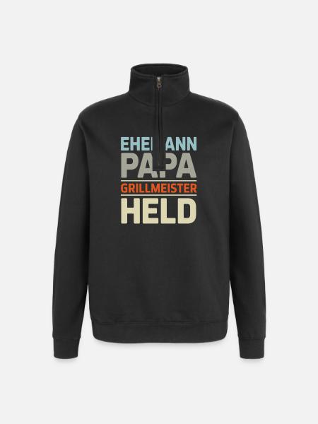 Grill Master Vaderdagcadeau BBQ Retro - Sweatshirt met 1/4-rits - zwart