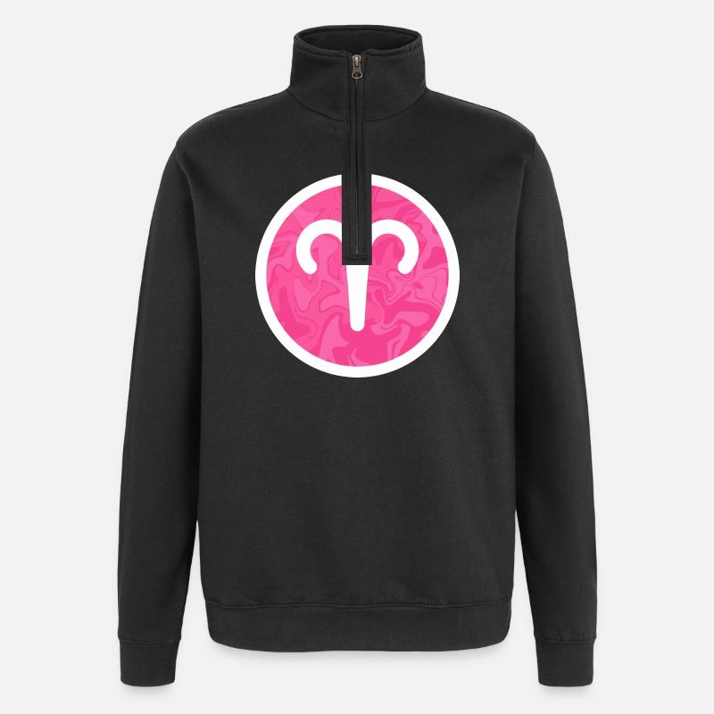 Widder-Sternzeichen Rosa Marmorsymbol - Quarter-Zip-Sweatshirt - Schwarz