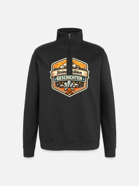 Steine erzählen Geschichten - Quarter-Zip-Sweatshirt - Schwarz