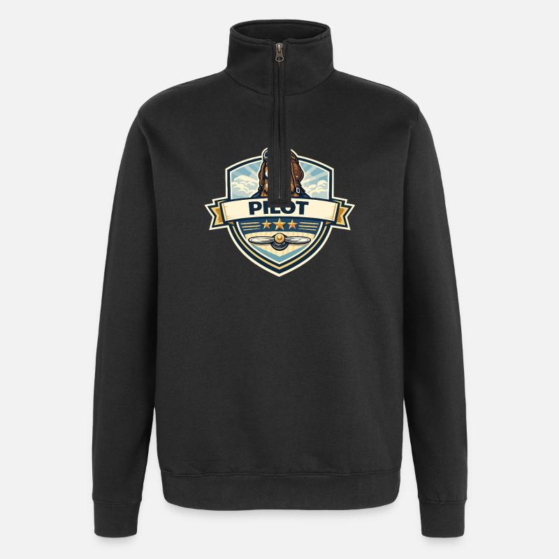 Hundepilot Abzeichen Cartoon - Quarter-Zip-Sweatshirt - Schwarz