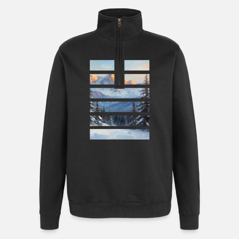 Geschichteter Berghorizont - Quarter-Zip-Sweatshirt - Schwarz