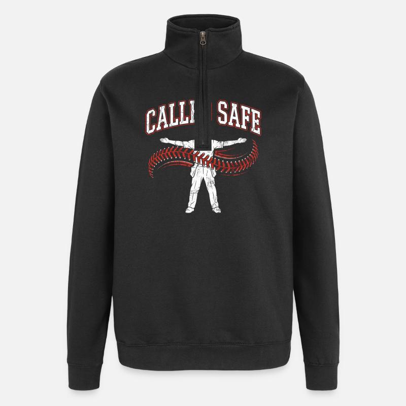 Called Safe Christian Baseball Faith Cross - Quarter-Zip Sweatshirt - black