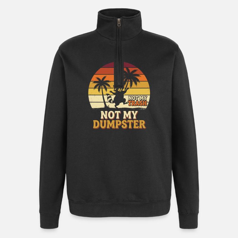 Not My Dumpster Palmen Sunset - Quarter-Zip-Sweatshirt - Schwarz