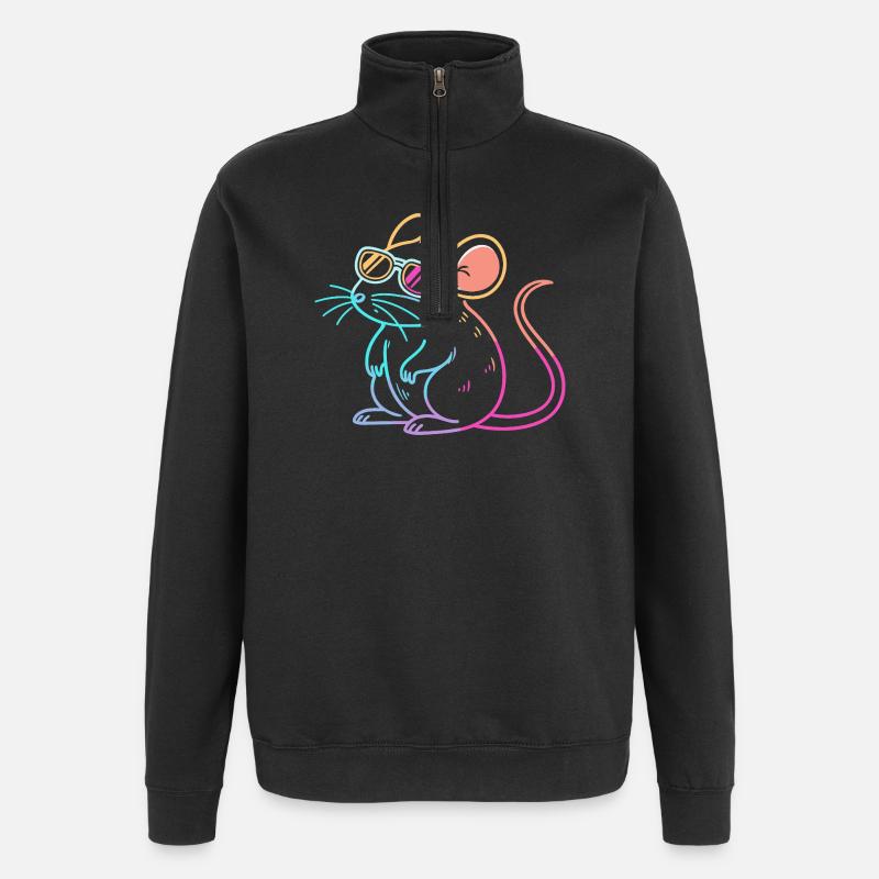 Rainbow Rat Neon Glasses - Quarter-Zip Sweatshirt - black