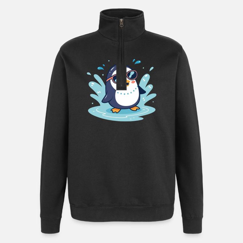 Penguin Sun Splash in Glasses - Quarter-Zip Sweatshirt - black