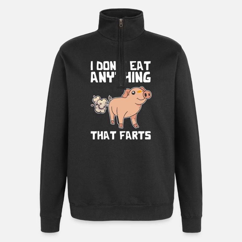 Pet de cochon : Pun Tee - Sweat à zip 1/4 - noir