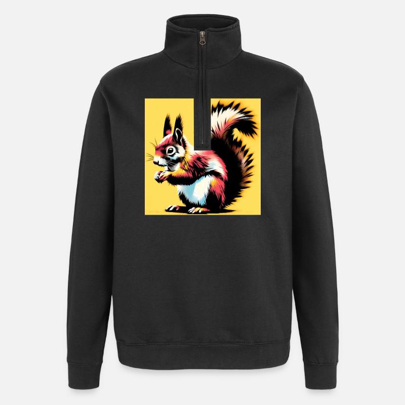 Eichhörnchen - Quarter-Zip-Sweatshirt - Schwarz