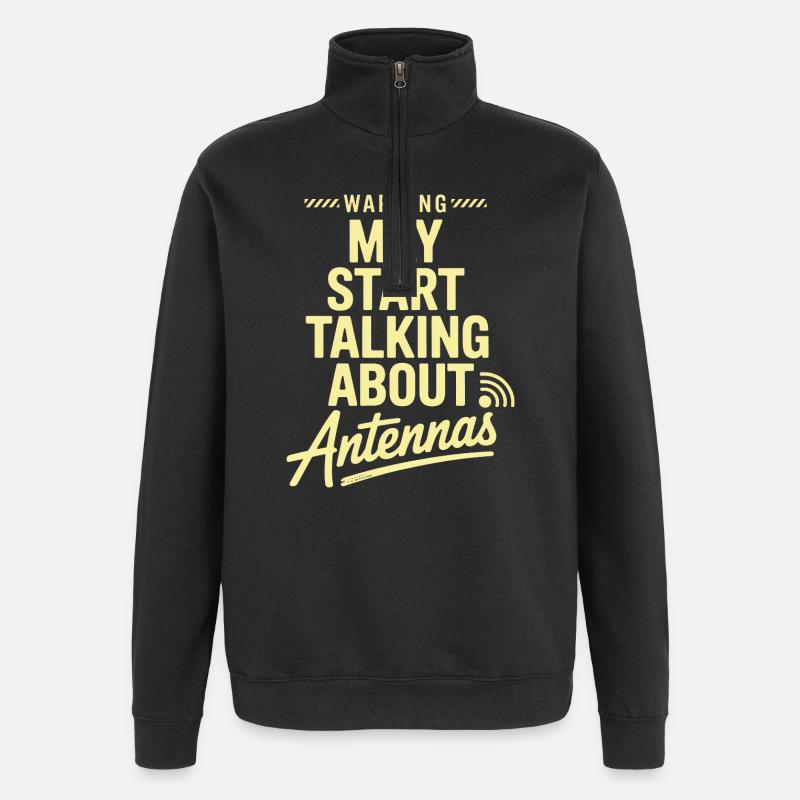 Retro Tech Satire Antenne Gesprächsplakat - Quarter-Zip-Sweatshirt - Schwarz