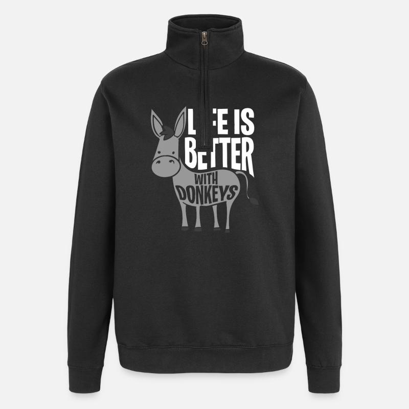 Life Is Better With Donkeys - Quarter-Zip Sweatshirt - black
