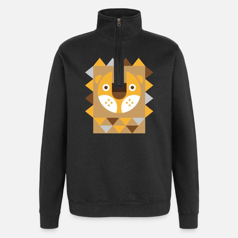 Lion - Sweat à zip 1/4 - noir