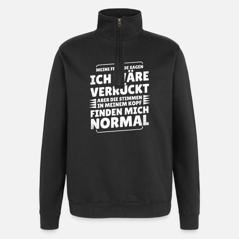 Stimmen im Kopf - Quarter-Zip-Sweatshirt - Schwarz