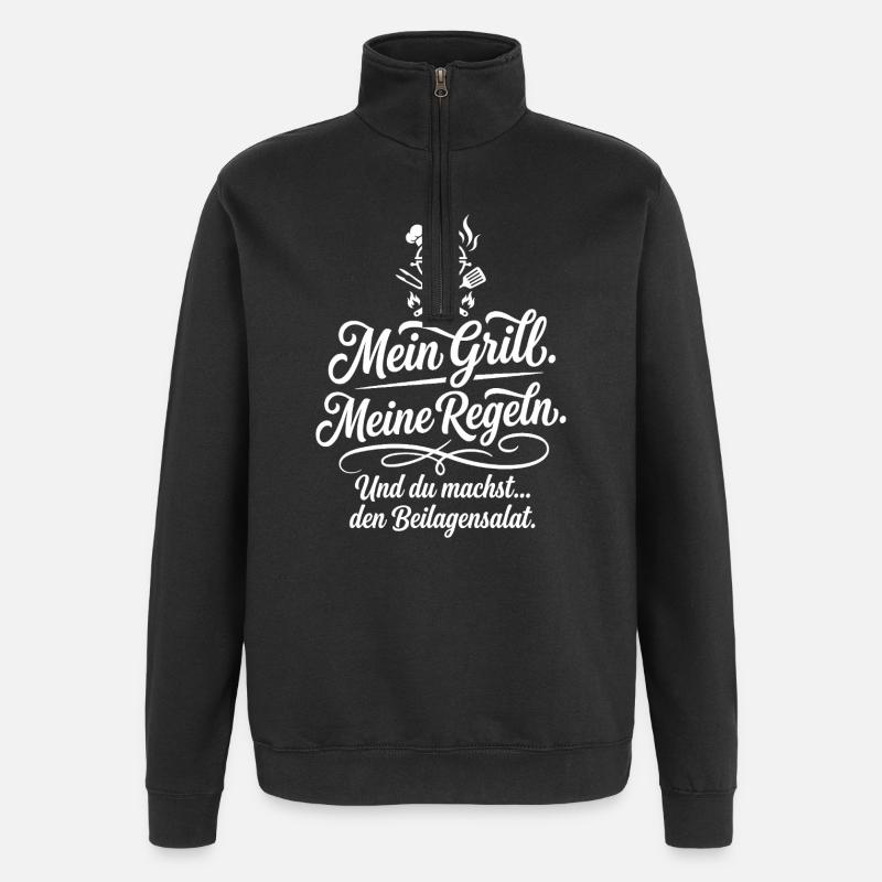 My Grill Rules Saying - Quarter-Zip Sweatshirt - black