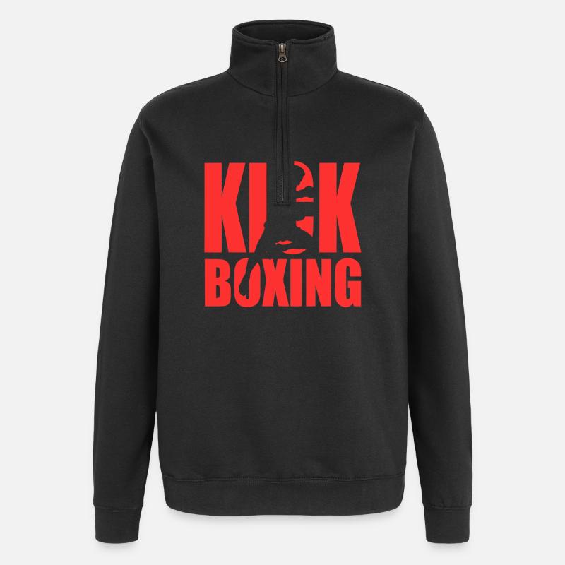 Silhouette du kickboxing - Sweat à zip 1/4 - noir