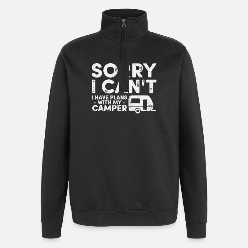 Wohnwagen-Wohnmobil-Camping-Ferienlager - Quarter-Zip-Sweatshirt - Schwarz