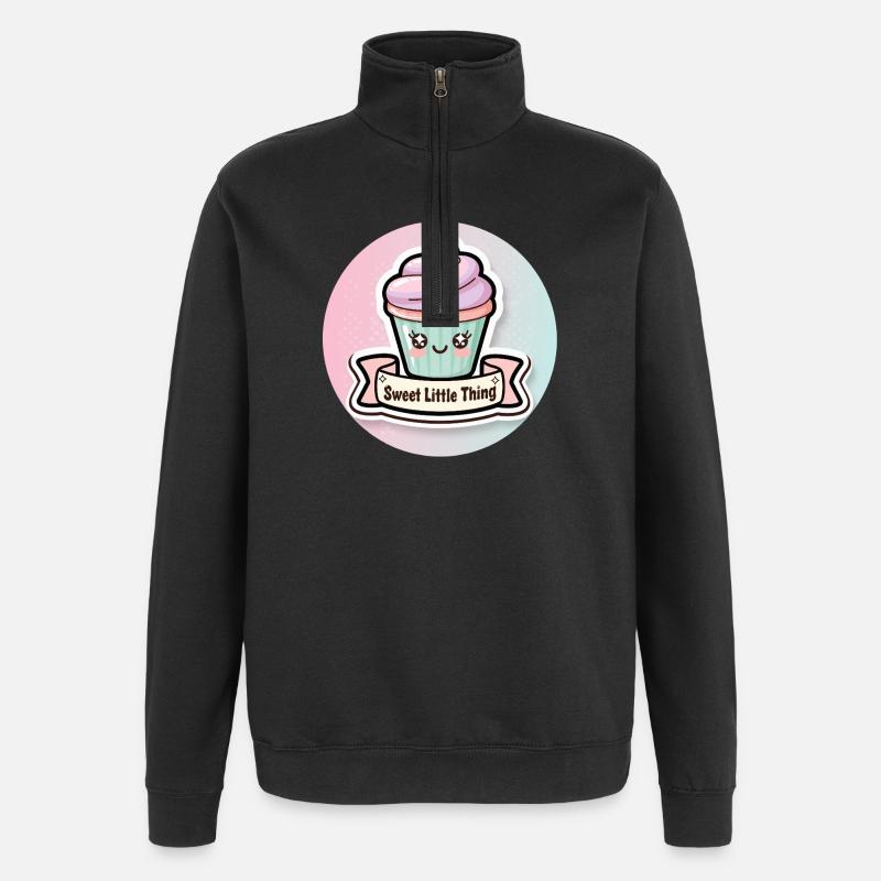 Süßer Cupcake mit Herzchen - Quarter-Zip-Sweatshirt - Schwarz
