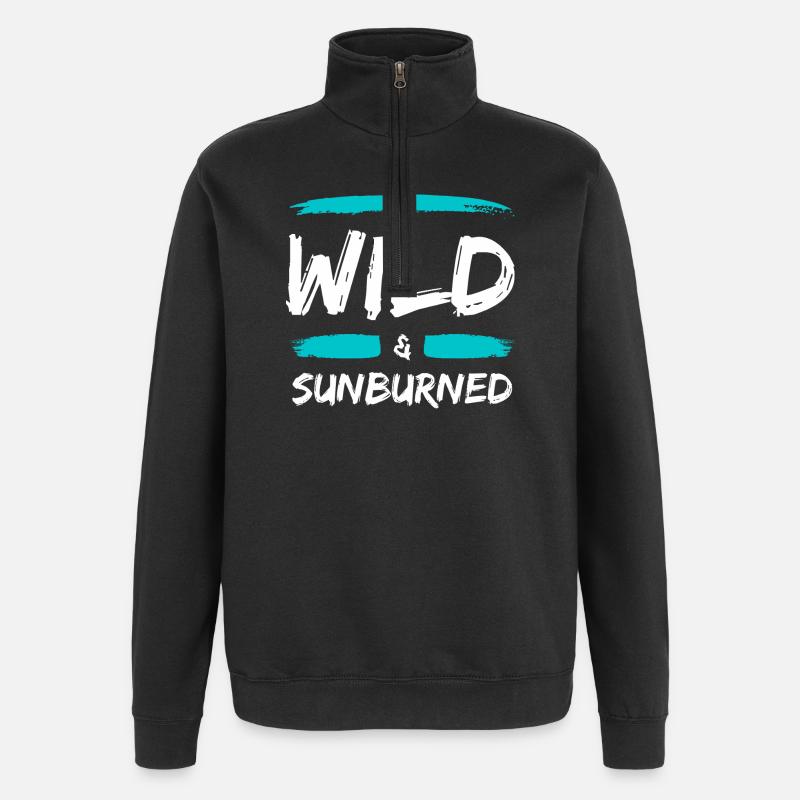 Wild & Sunburned Pinsel Text - Quarter-Zip-Sweatshirt - Schwarz