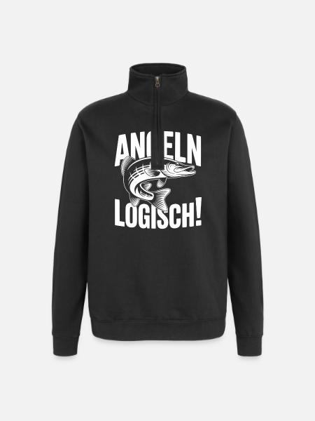 Angeln Logisch! - Quarter-Zip-Sweatshirt - Schwarz