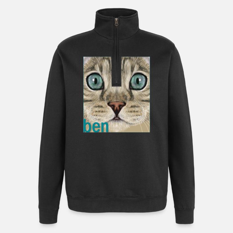 Chat du Bengale - Sweat à zip 1/4 - noir