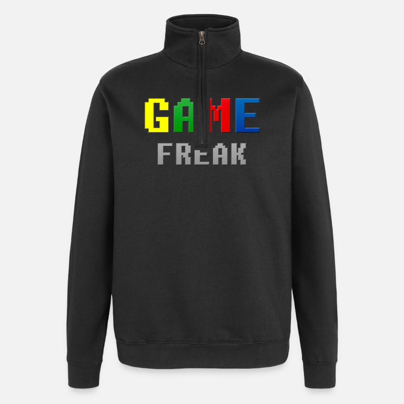 Retro Pixel Game Freak Theme - Quarter-Zip Sweatshirt - black