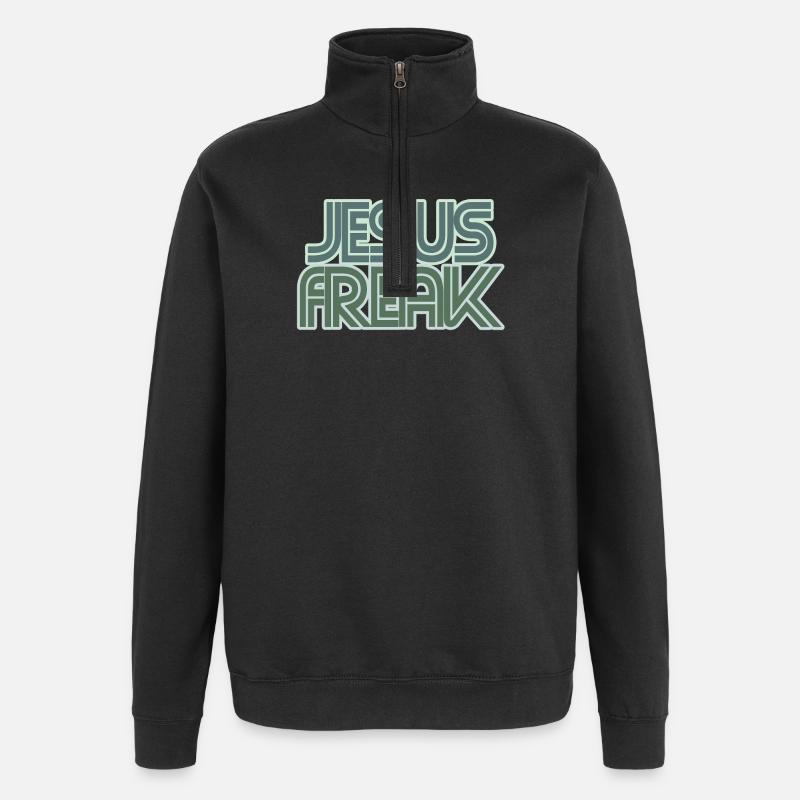 Retro Jesus Freak-Grafik - Quarter-Zip-Sweatshirt - Schwarz