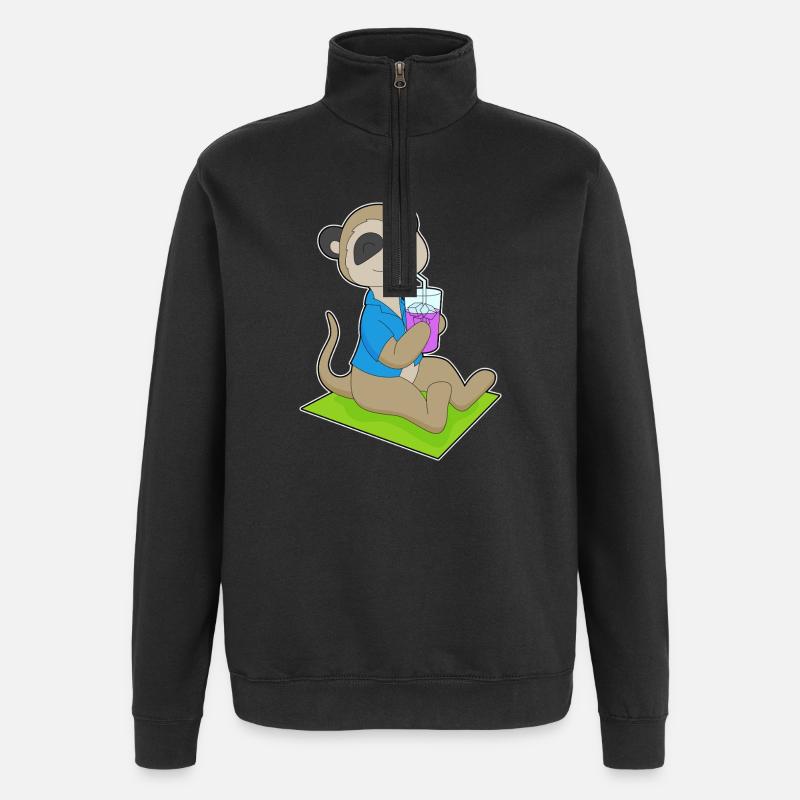 Erdmännchen Strand Getränk Sommer - Quarter-Zip-Sweatshirt - Schwarz